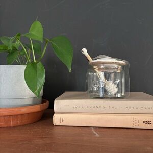 Threshold Glass Honey Jar with Wooden Dipper